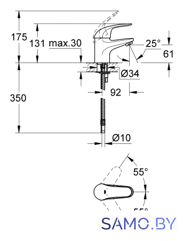Смеситель Grohe Euroeco 32734000 - Изображение №2 — Интернет-магазин samo.by