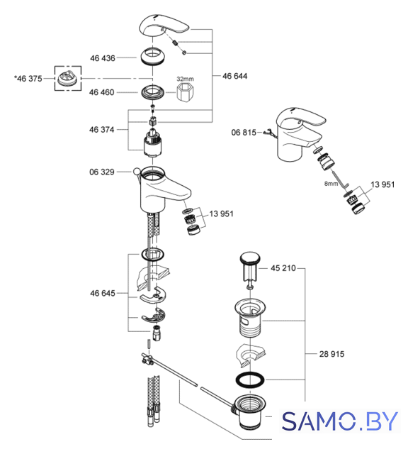 Смеситель Grohe Euroeco 32734000 - Изображение №3 — Интернет-магазин samo.by