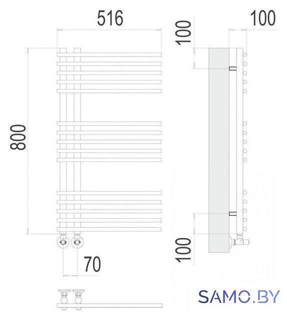 Полотенцесушитель TERMINUS Астра П15 70x800 (RAL 9003, белый) - Изображение №3 — Интернет-магазин samo.by
