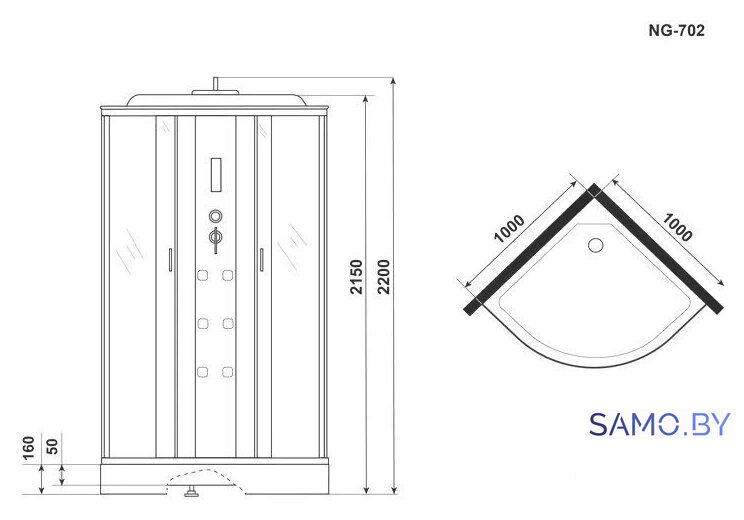 Душевая кабина Niagara NG-702-01 100x100x220 - Изображение №12 — Интернет-магазин samo.by
