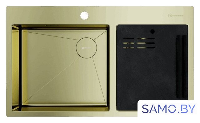 Кухонная мойка Omoikiri Akisame 86-2 Side lg (светлое золото) - Изображение №1 — Интернет-магазин samo.by