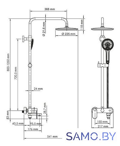 Душевая система  Wasserkraft A17401 - Изображение №2 — Интернет-магазин samo.by