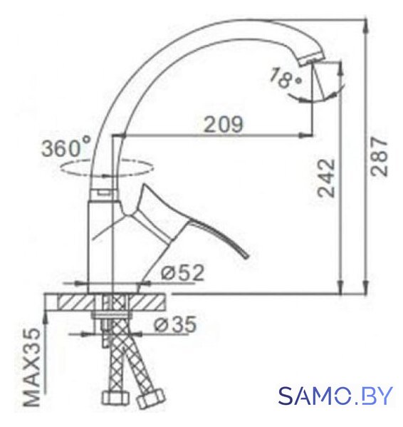 Смеситель FRAP F4101-1 512198 - Изображение №2 — Интернет-магазин samo.by