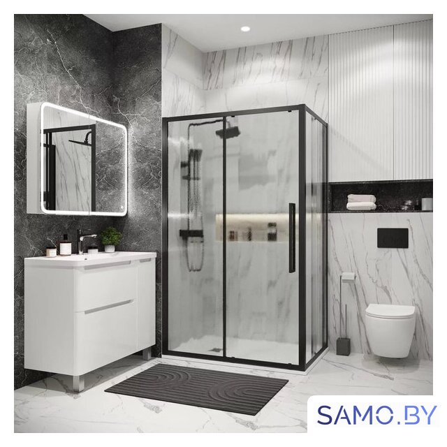 Душевой уголок Grossman Cosmo 110x90x195 120.K33.02.1190.21.02 (черный матовый/шиншилла стекло) - Изображение №6 — Интернет-магазин samo.by