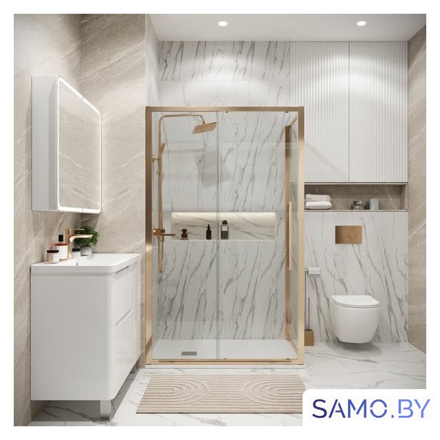 Душевой уголок Grossman Cosmo 100x70x195 120.K33.02.1070.32.00 (золото сатин/стекло прозрачное) - Изображение №7 — Интернет-магазин samo.by