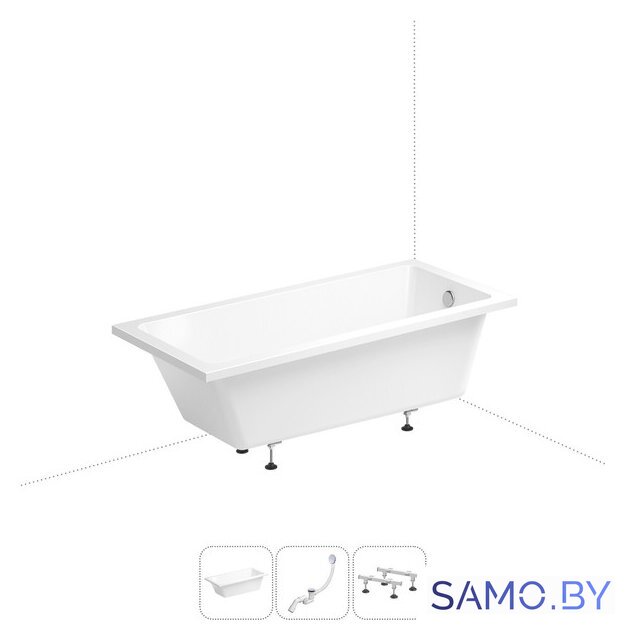 Ванна Wellsee FreeDom 165x80 231102005 (встраиваемая ванна белый глянец, ножки, сифон-автомат хром) - Изображение №1 — Интернет-магазин samo.by