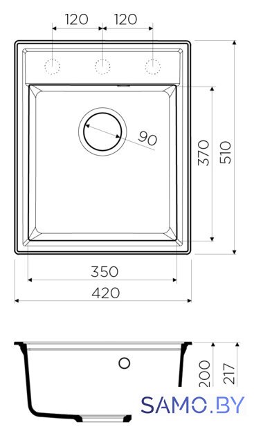 Кухонная мойка Omoikiri Daisen 42 SA - Изображение №2 — Интернет-магазин samo.by