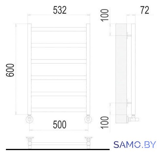 Полотенцесушитель TERMINUS Аврора П6 500x600 (золото матовое) - Изображение №2 — Интернет-магазин samo.by