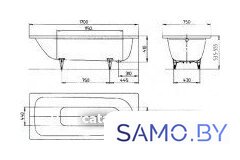 Ванна Kaldewei Saniform Plus 373-1 170x75 112600013001 (easy-clean) - Изображение №2 — Интернет-магазин samo.by