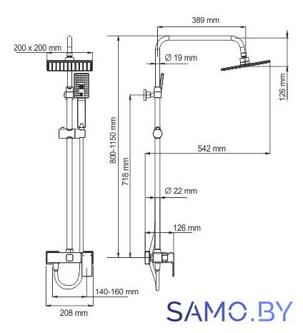 Душевая система  Wasserkraft A17702 - Изображение №2 — Интернет-магазин samo.by