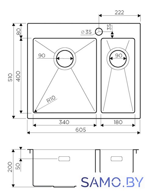 Кухонная мойка Omoikiri Akisame 60-2 IN-L - Изображение №2 — Интернет-магазин samo.by