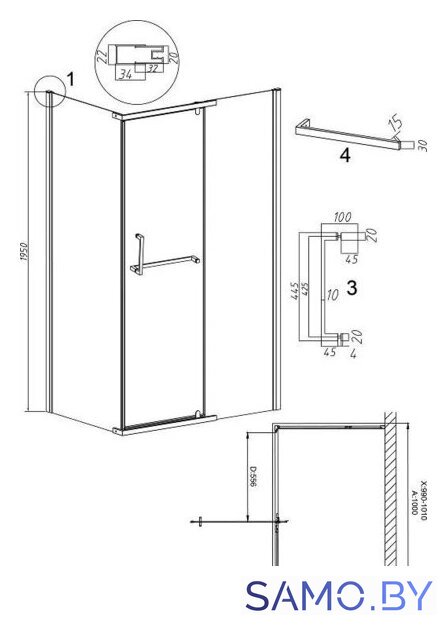 Душевой уголок Grossman Pragma 100x90x195 120.K33.03.1090.21.02 (черный матовый/стекло шиншилла) - Изображение №11 — Интернет-магазин samo.by