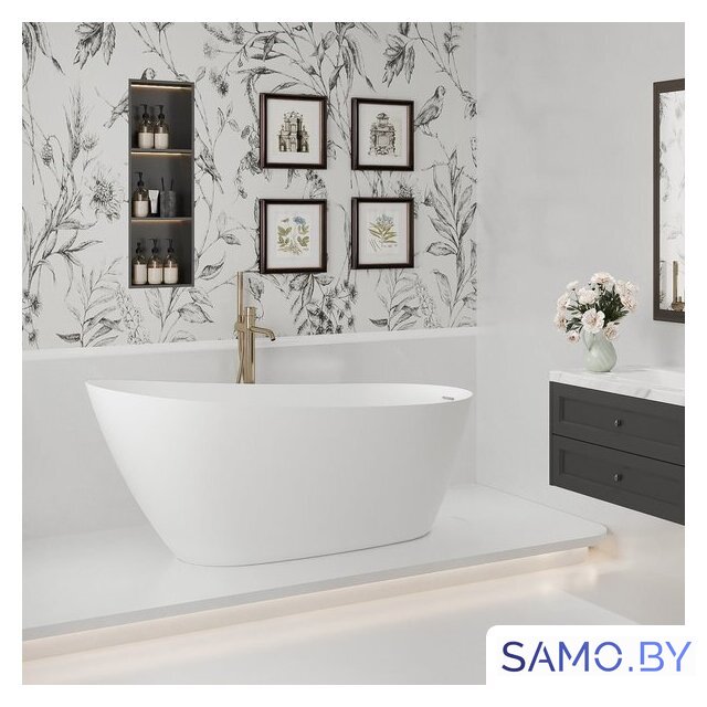Ванна Wellsee Panta Rei 168x73 23720103R (отдельностоящая ванна белый глянец, экран, ножки, сифон-автомат матовый черный) - Изображение №7 — Интернет-магазин samo.by