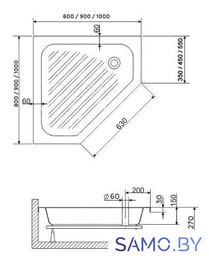 Душевой поддон RGW BT/CL-S 16180599-51 90x90 - Изображение №4 — Интернет-магазин samo.by