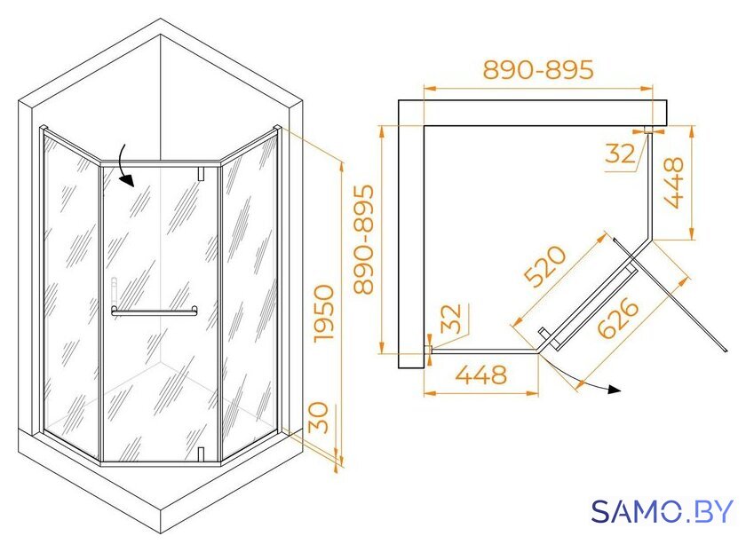 Душевой уголок RGW HO-084Gb 350608499-026 - Изображение №4 — Интернет-магазин samo.by