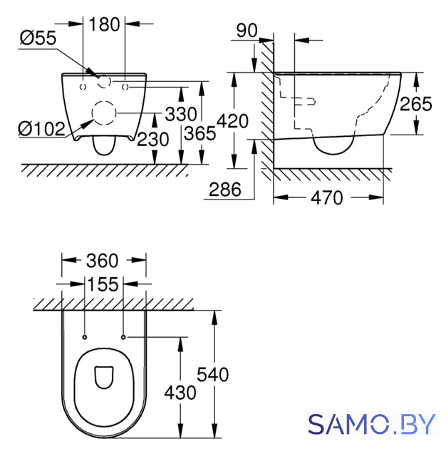 Унитаз подвесной Grohe Essence 3957100H (без сиденья) - Изображение №3 — Интернет-магазин samo.by