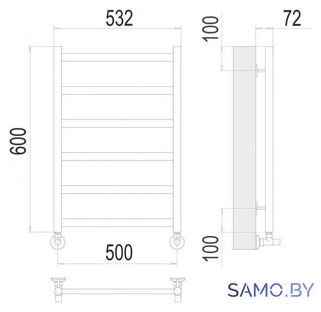Полотенцесушитель TERMINUS Аврора П6 500x600 (сатин) - Изображение №2 — Интернет-магазин samo.by