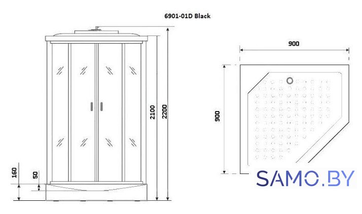 Душевая кабина Niagara NG-6901-01D 90x90 - Изображение №3 — Интернет-магазин samo.by