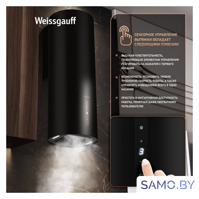 Кухонная вытяжка Weissgauff TUBUS 90 Black Edition (2025) - Изображение №5 — Интернет-магазин samo.by