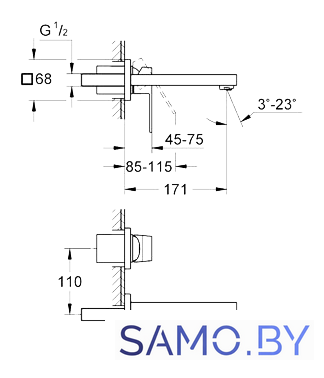 Смеситель Grohe Eurocube 19895000 - Изображение №2 — Интернет-магазин samo.by