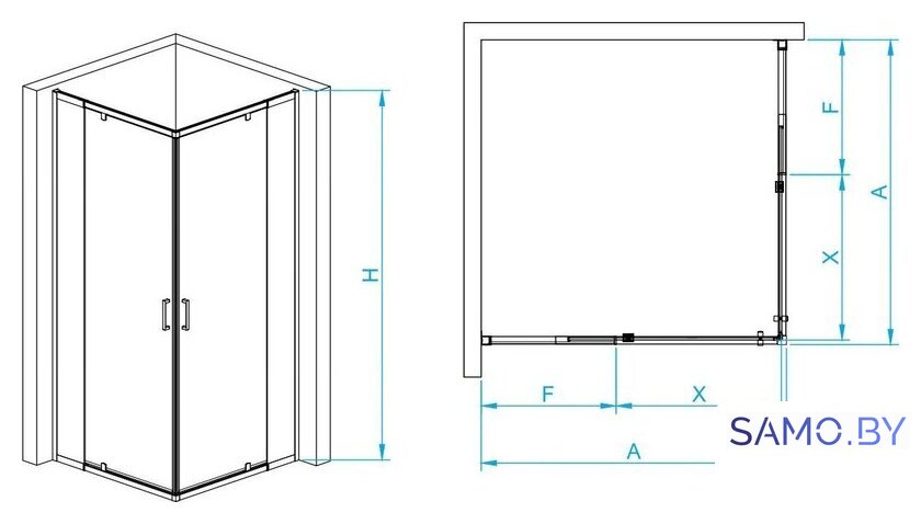 Душевой уголок RGW PA-038B 350803899-14 90x90 (черный/прозрачное стекло) - Изображение №3 — Интернет-магазин samo.by
