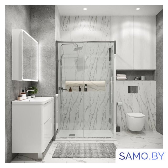 Душевой уголок Grossman Cosmo 100x80x195 120.K33.02.1080.10.00 (хром/прозрачное стекло) - Изображение №7 — Интернет-магазин samo.by
