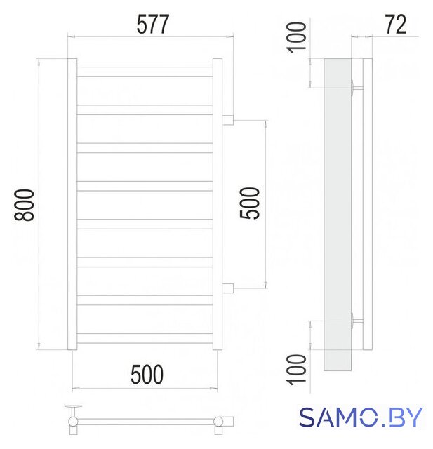 Полотенцесушитель TERMINUS Аврора П8 500x800 (с боковым подключением 50,RAL 9003) - Изображение №2 — Интернет-магазин samo.by