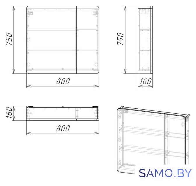  Grossman Шкаф с зеркалом Талис 80 L 208009 - Изображение №3 — Интернет-магазин samo.by