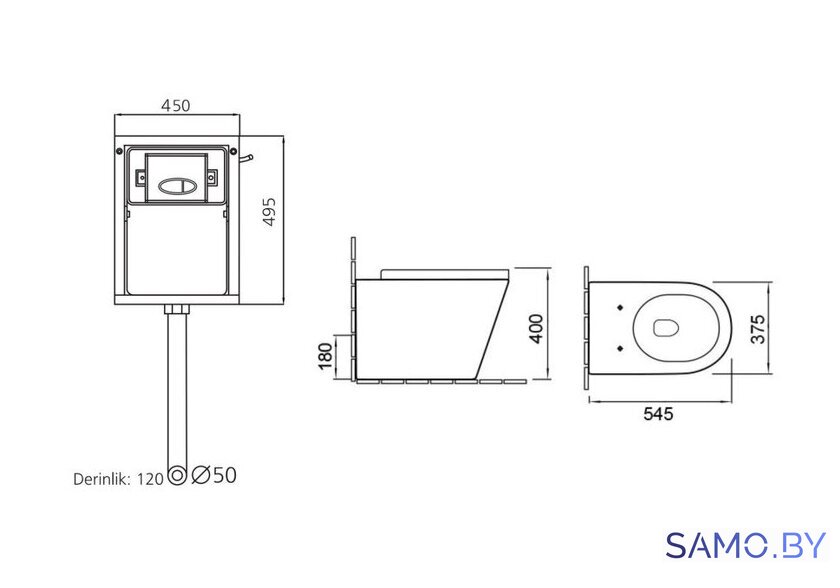 Унитаз приставной SantiLine SL-5020 + SL-02 - Изображение №2 — Интернет-магазин samo.by