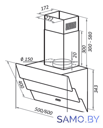 Кухонная вытяжка HOMSair Vertical 60 Glass (белый) - Изображение №2 — Интернет-магазин samo.by