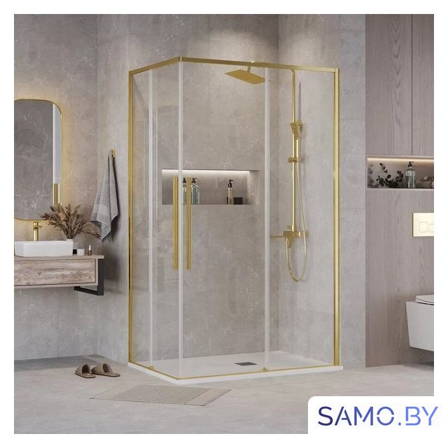 Душевой уголок Grossman Galaxy 80x70x195 300.K33.01.8070.32.00 (золото сатин/прозрачное стекло) - Изображение №7 — Интернет-магазин samo.by
