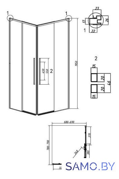 Душевой уголок Grossman Galaxy 80x70x195 300.K33.01.8070.32.00 (золото сатин/прозрачное стекло) - Изображение №11 — Интернет-магазин samo.by