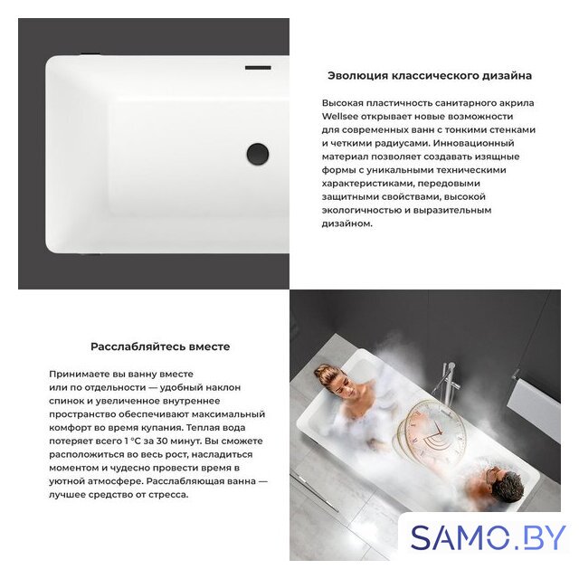 Ванна Wellsee FR.Euphoria 166x77,5 230101002 (отдельностоящая ванна белый глянец, экран, ножки золото) - Изображение №5 — Интернет-магазин samo.by