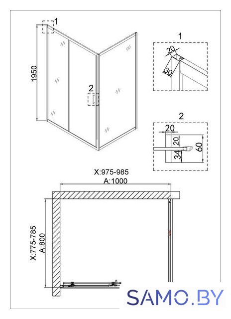 Душевой уголок Niagara NG-6881-08 100x80 (черный) - Изображение №3 — Интернет-магазин samo.by