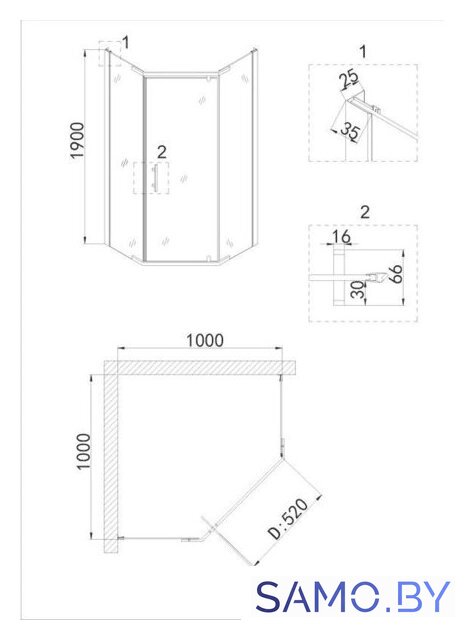 Душевой уголок Niagara NG-6834-08 100x100x190 - Изображение №3 — Интернет-магазин samo.by