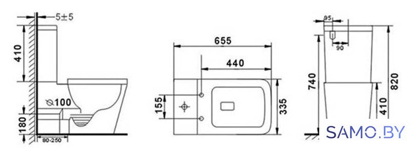 Унитаз напольный Roxen Amati Tornado Rimless Soft Close 600165-01 - Изображение №11 — Интернет-магазин samo.by