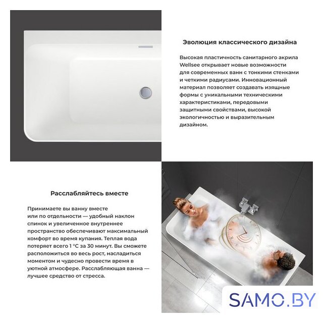 Ванна Wellsee Clermont 150x73 28260102R (пристенная ванна белый глянец, экран, ножки, сифон-автомат глянцевый белый) - Изображение №5 — Интернет-магазин samo.by