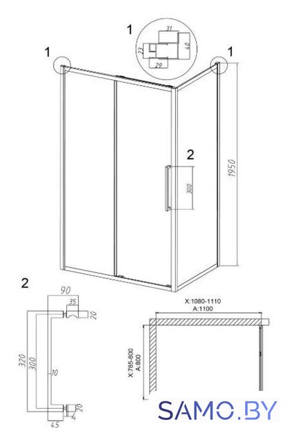 Душевой уголок Grossman Cosmo 110x80x195 120.K33.02.1180.21.00 (черный матовый/прозрачное стекло) - Изображение №10 — Интернет-магазин samo.by