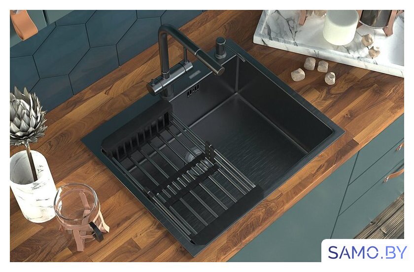 Кухонная мойка ARFEKA Eco AR 600*500 Black PVD Nano - Изображение №7 — Интернет-магазин samo.by