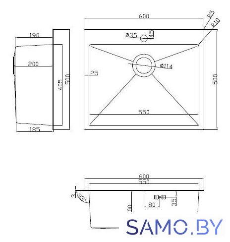Кухонная мойка ARFEKA Eco AR 600*500 Black PVD Nano - Изображение №14 — Интернет-магазин samo.by