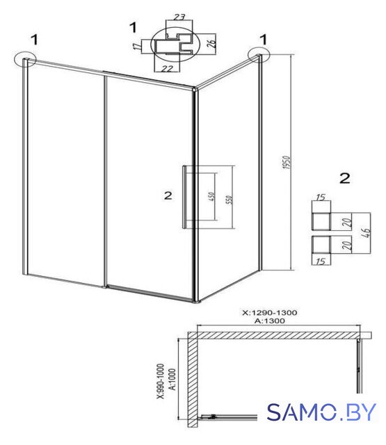 Душевой уголок Grossman Galaxy 130х100х195 120.K33.01.1310.10.02 (хром/стекло шиншилла) - Изображение №9 — Интернет-магазин samo.by