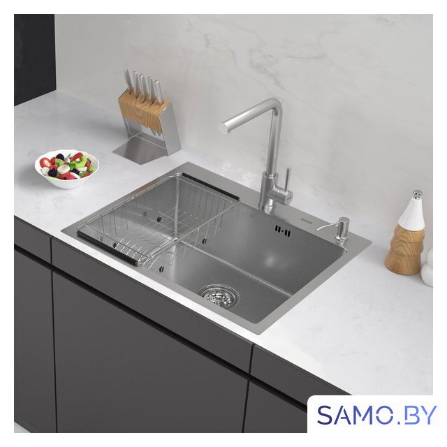 Кухонная мойка ARFEKA ECO AR мойка 600*500, коландер F, дозатор SATIN DECOR MILLET - Изображение №1 — Интернет-магазин samo.by