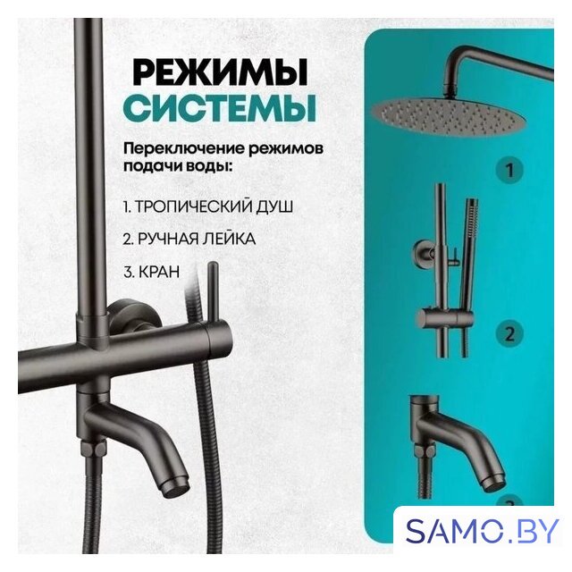 Душевая система  Grocenberg GB7099 (графит) - Изображение №4 — Интернет-магазин samo.by