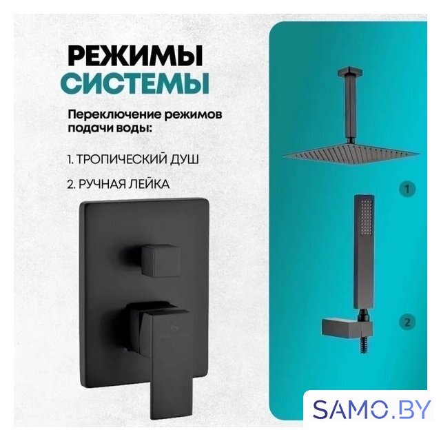 Душевая система  Grocenberg GB5089BL-4 (черный матовый) - Изображение №9 — Интернет-магазин samo.by