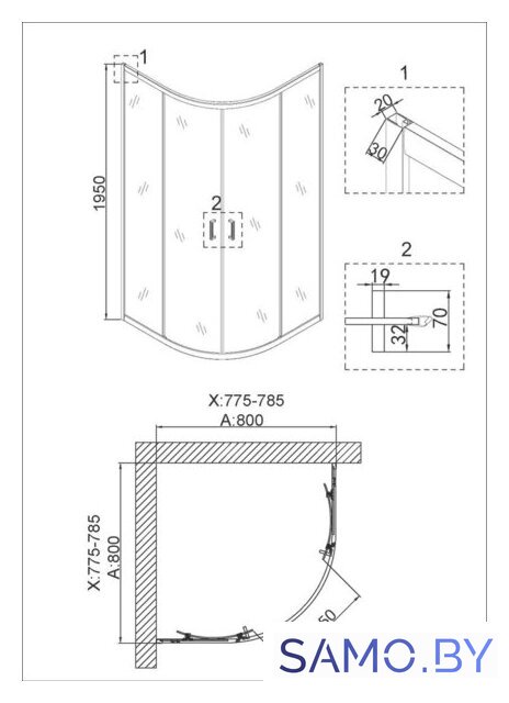 Душевой уголок Niagara NG-6886-08 80x80 (черный) - Изображение №3 — Интернет-магазин samo.by