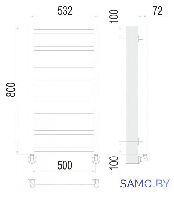Полотенцесушитель TERMINUS Аврора П8 500x800 (оружейная сталь) - Изображение №3 — Интернет-магазин samo.by