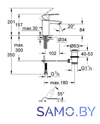 Смеситель Grohe Eurostyle Cosmopolitan 3355220E - Изображение №2 — Интернет-магазин samo.by
