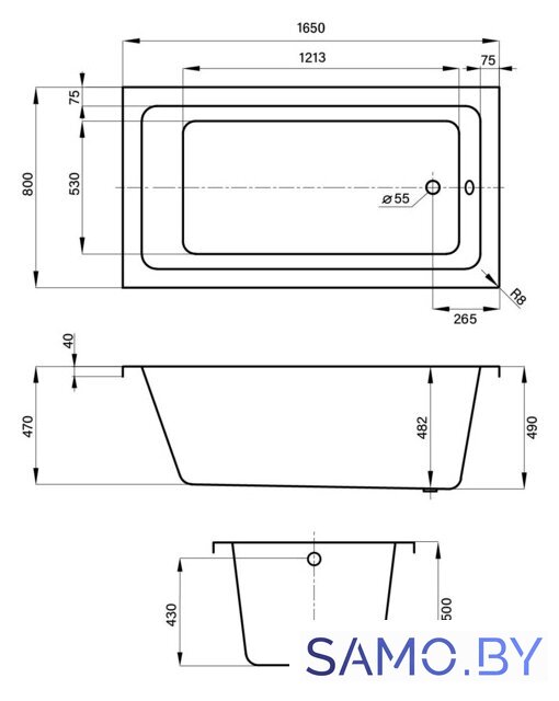 Ванна Wellsee FreeDom 165x80 231102000 (встраиваемая ванна белый глянец) - Изображение №8 — Интернет-магазин samo.by