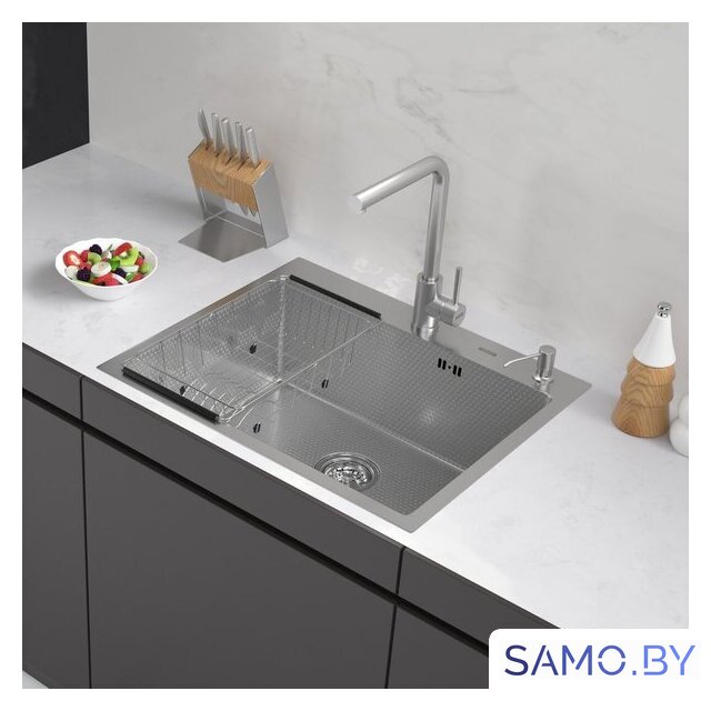 Кухонная мойка ARFEKA ECO AR мойка 600*500, коландер F, дозатор SATIN DECOR - Изображение №1 — Интернет-магазин samo.by