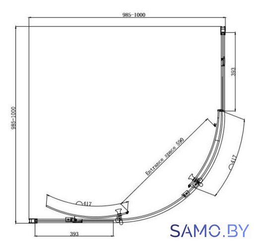 Душевой уголок Ambassador Kingston 14011105 100х100 - Изображение №9 — Интернет-магазин samo.by